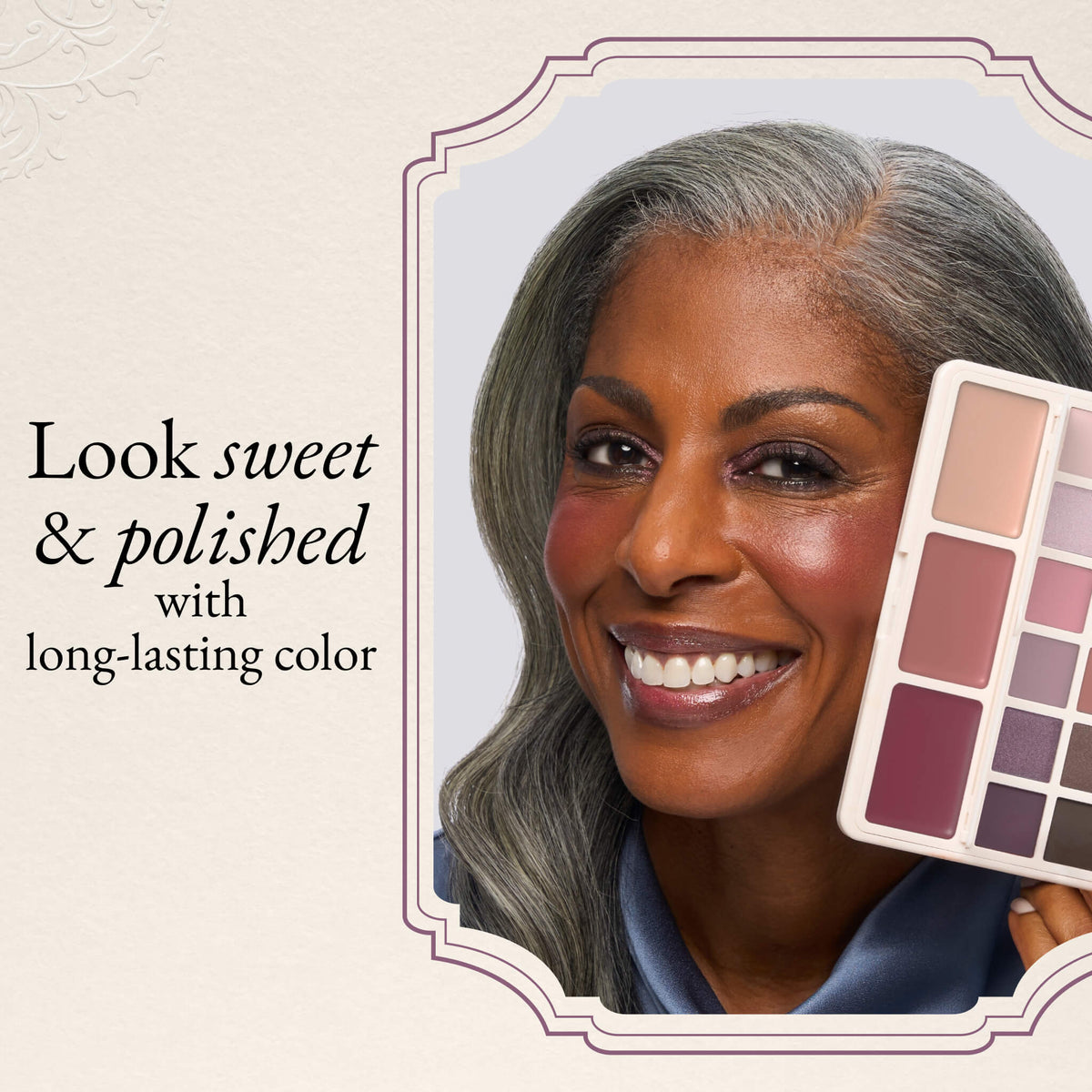 The Confectionary Face + Eye Palette look sweet and polished with long-lasting color