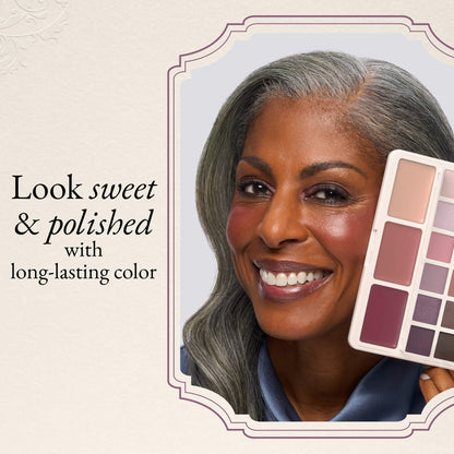 The Confectionary Face + Eye Palette look sweet and polished with long-lasting color