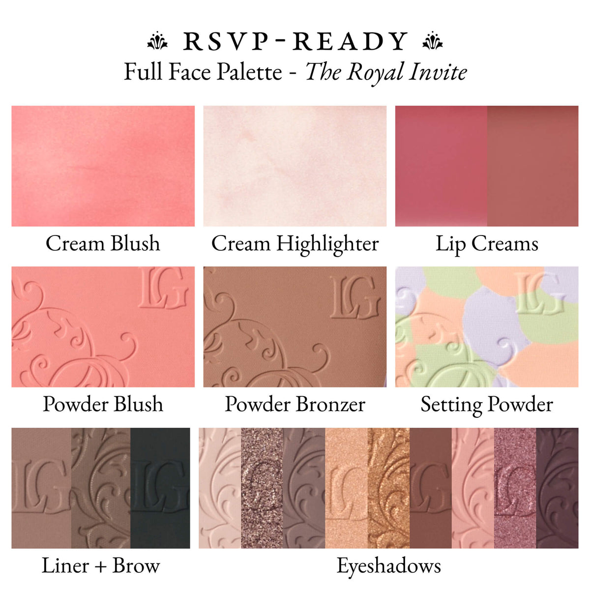 RSVP Full Face Palette: The Royal Invite textures
