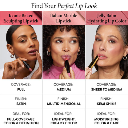 Iconic Baked Sculpting Lipstick comparison chart