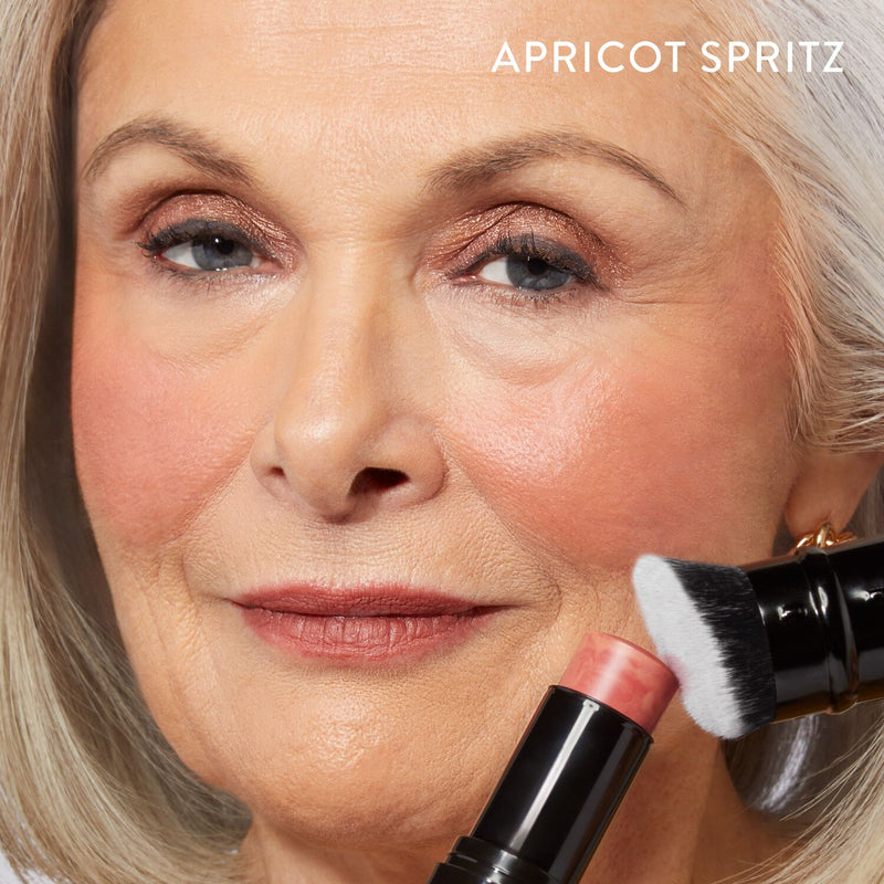 italian marble blush stick model shot apricot spritz