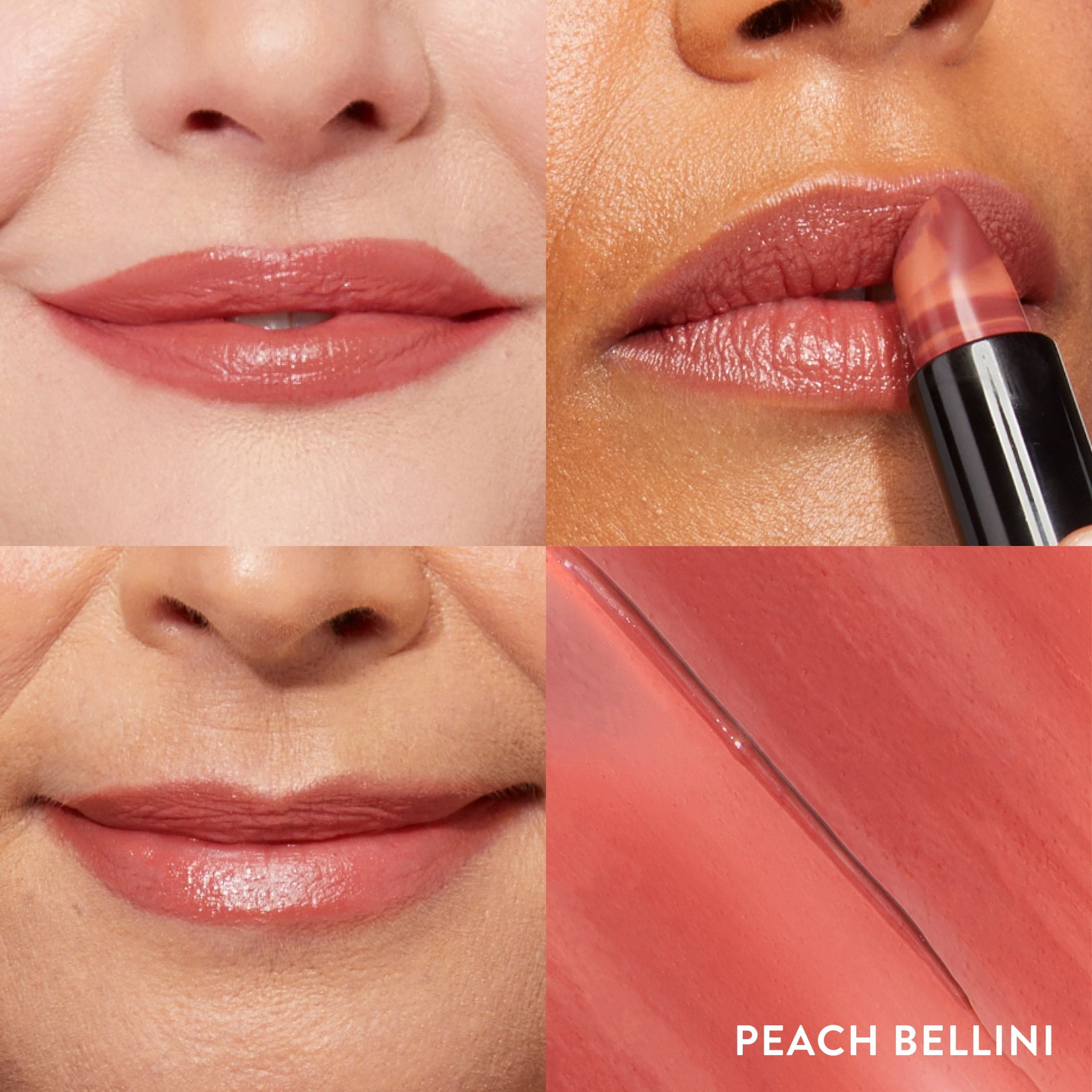 Italian Marble Lipstick On Model Shade Grid in Peach Bellini