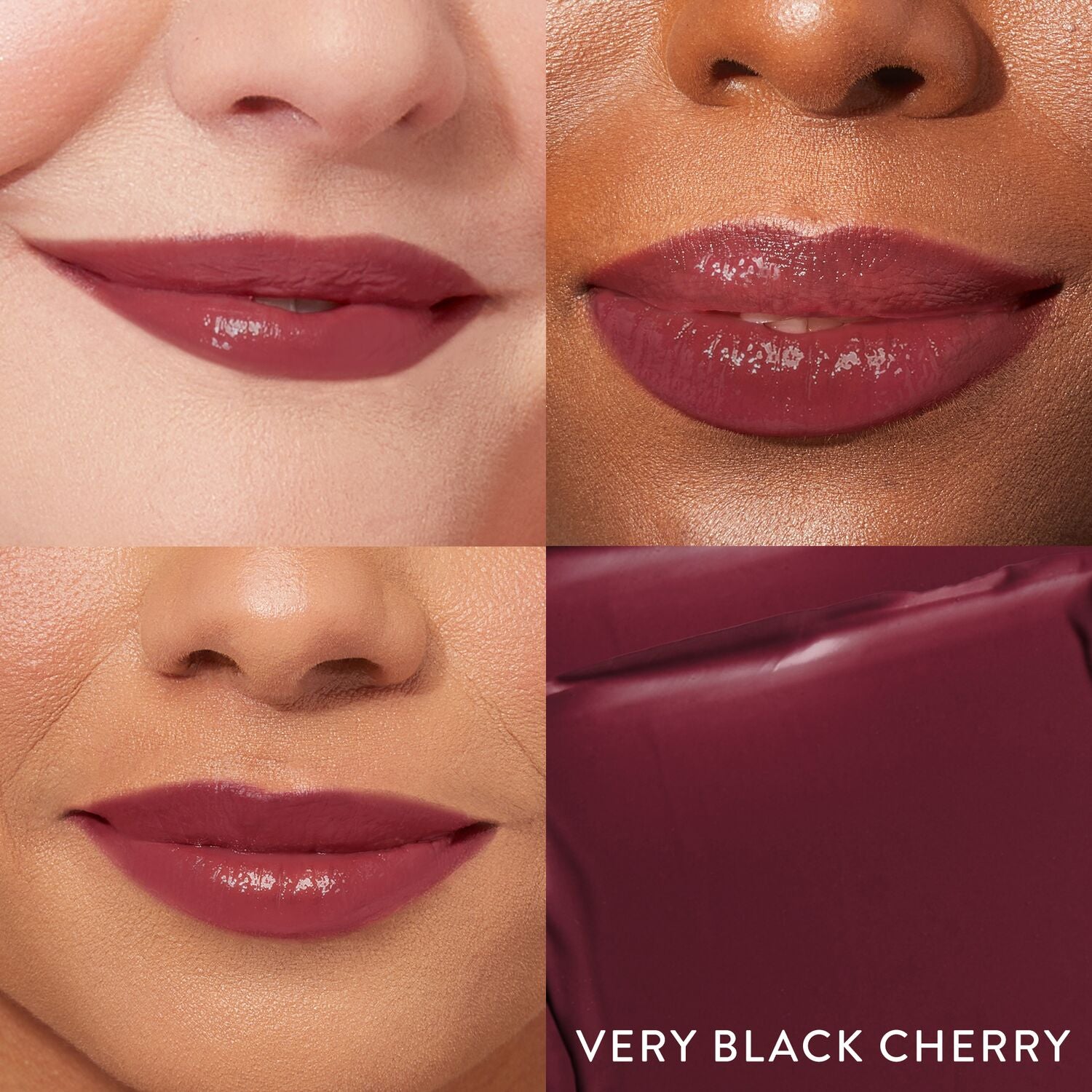 Jelly Balm Hydrating Lip Balm 3 model grid in Very Black Cherry
