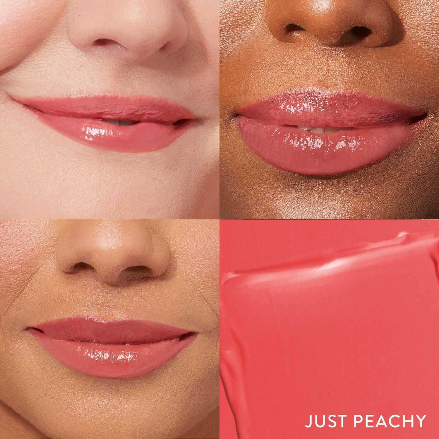 Laura Geller Jelly Balm Hydrating Lip Color Model Grid in Just Peachy