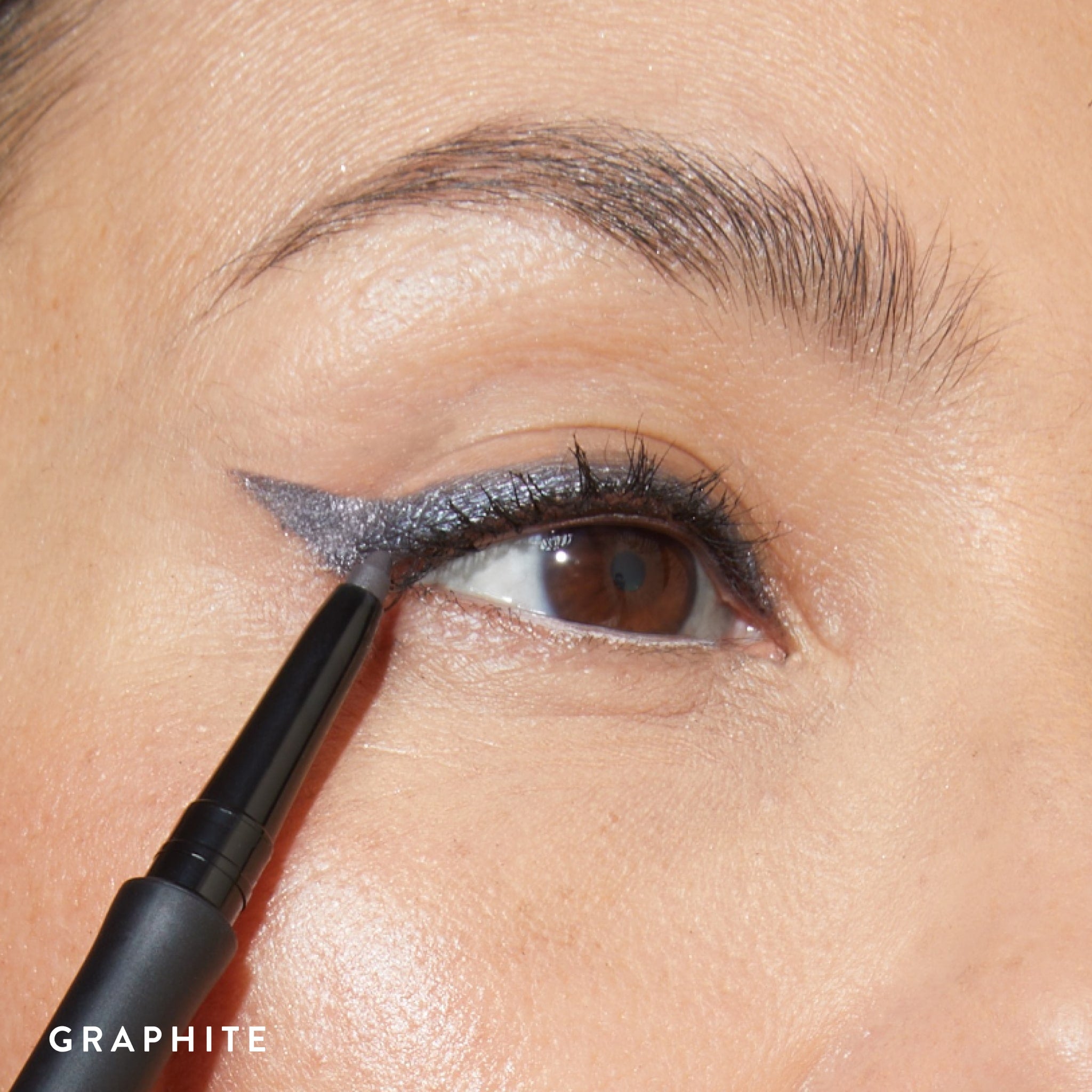 INKcredible Waterproof Gel Eyeliner Pencil model lifestyle wearing Graphite
