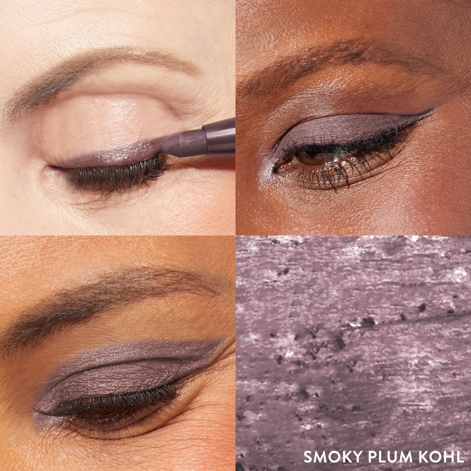 Kajal Longwear Eyeliner 3 model grid in Smoky Plum Kohl