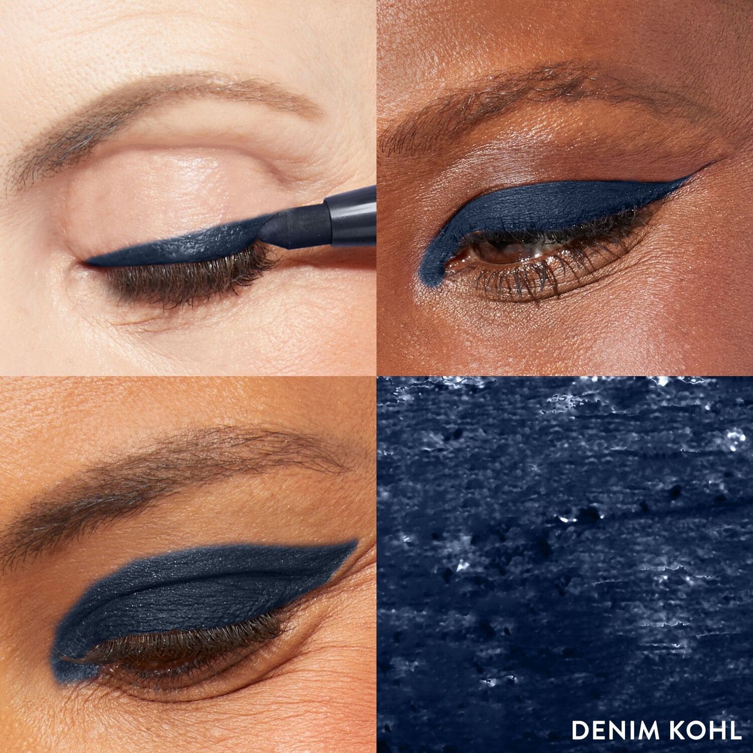 Kajal Longwear Eyeliner 3 model grid in denim kohl