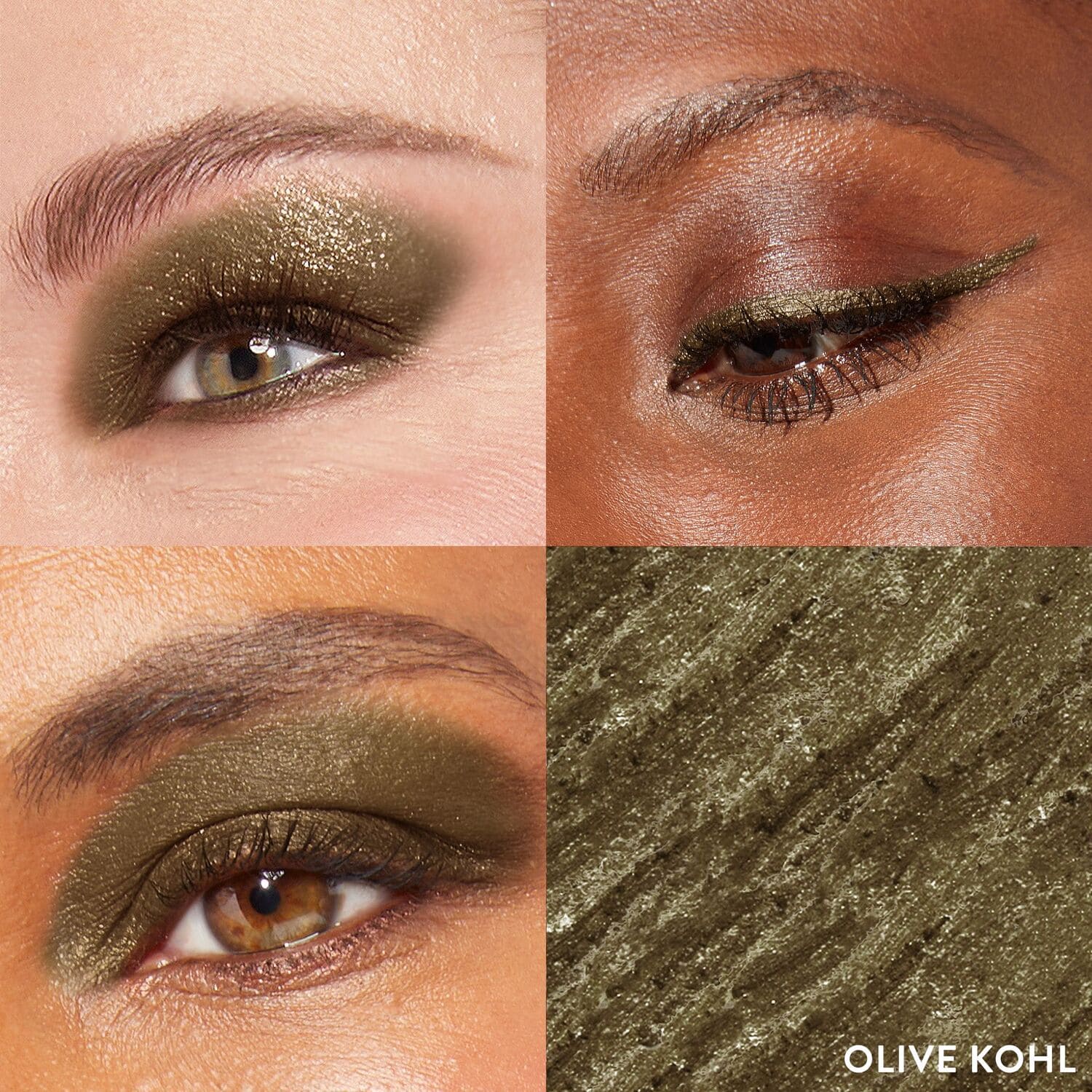 Kajal Longwear Eyeliner 3 model grid in olive kohl
