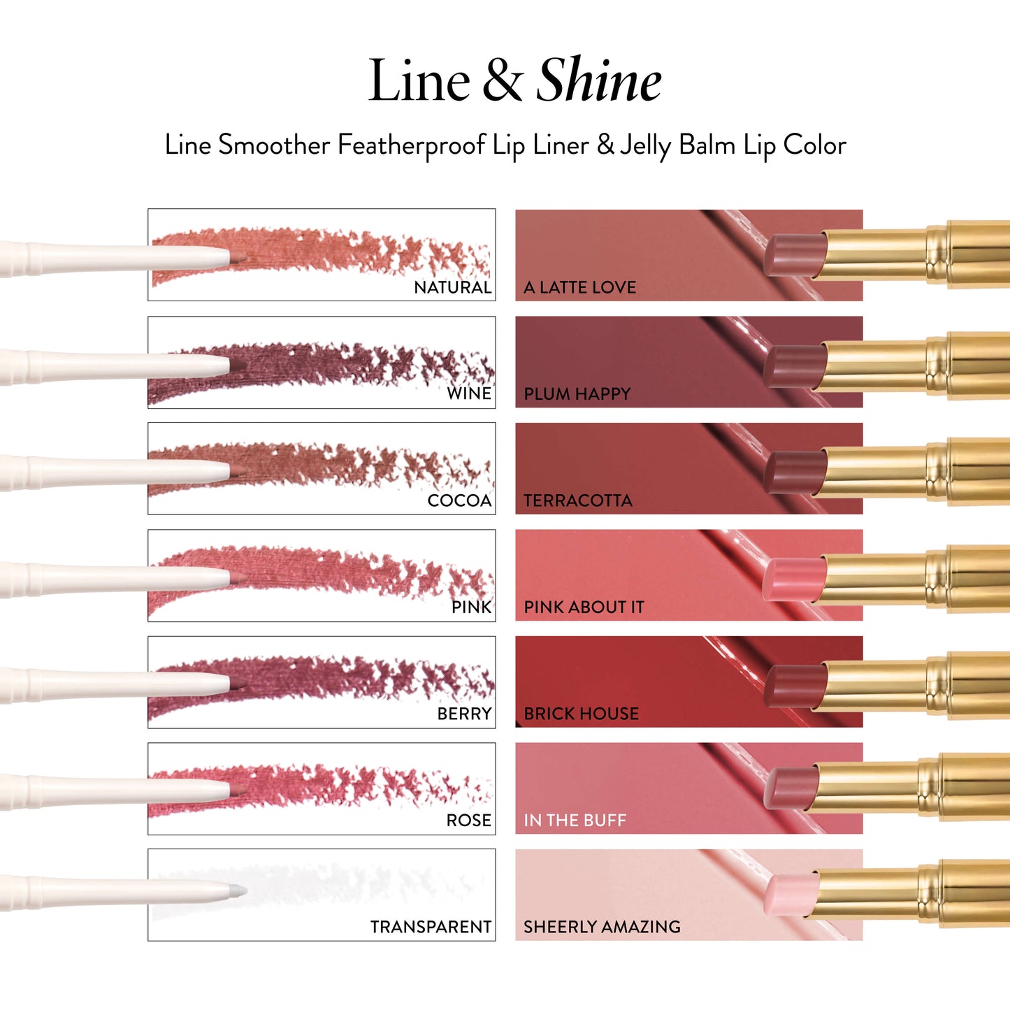 Line Smoother Featherproof Lip Liner shade pairing
