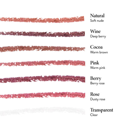 Line Smoother Featherproof Lip Liner shade descriptions