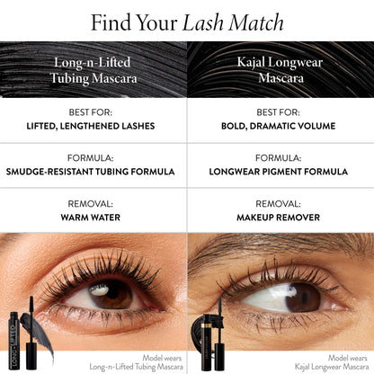 Long-n-Lifted Tubing Mascara comparison chart