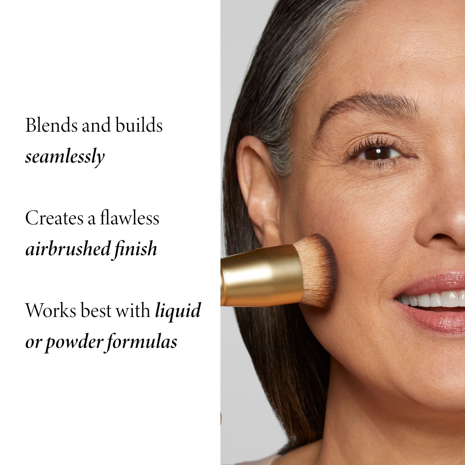 Full Coverage Foundation Blending Brush benefits with model