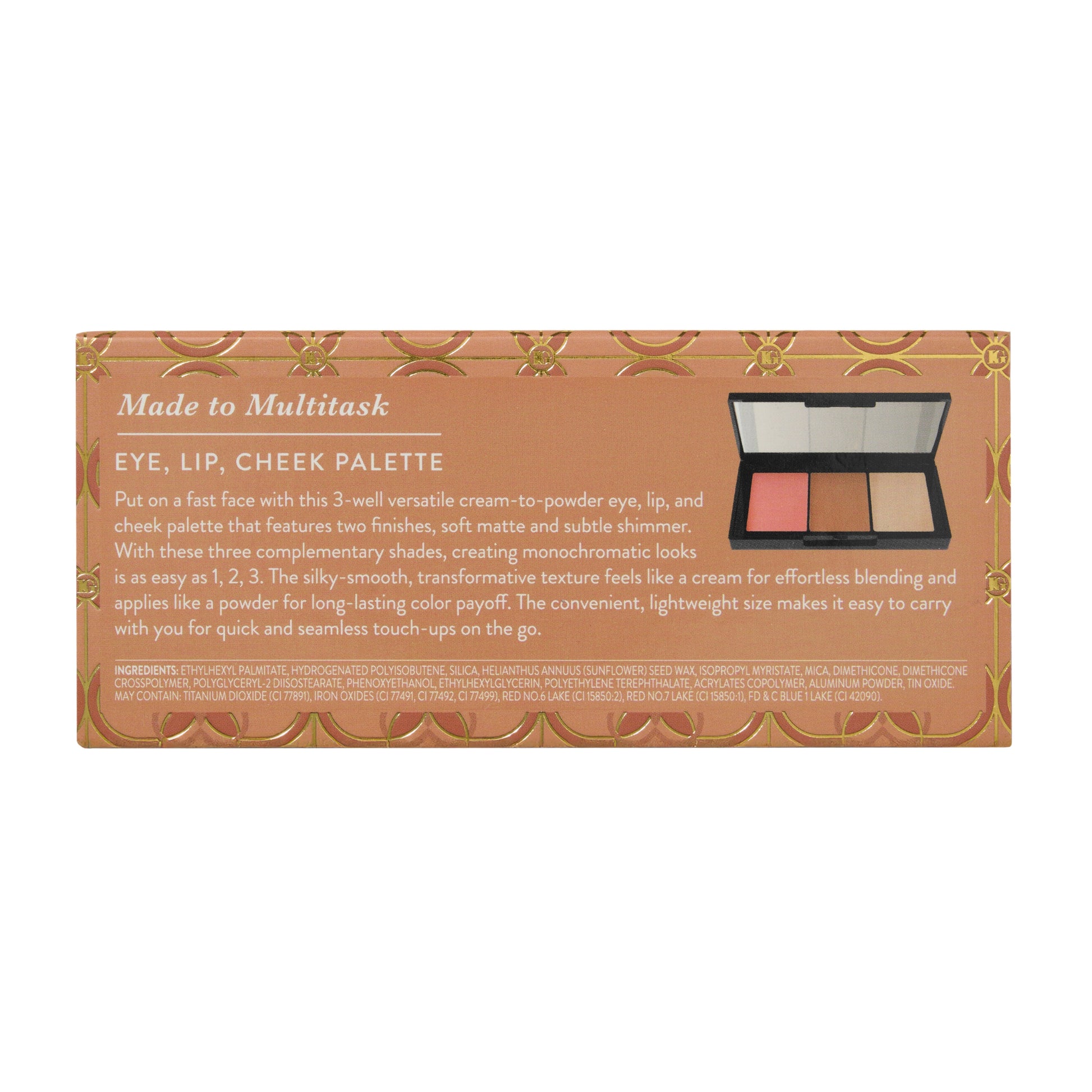 Eye, Lip, Cheek Palette:  Natural Born Beauty - packaging back