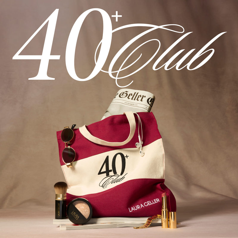The 40+ Club Tote lifestyle with products in bag