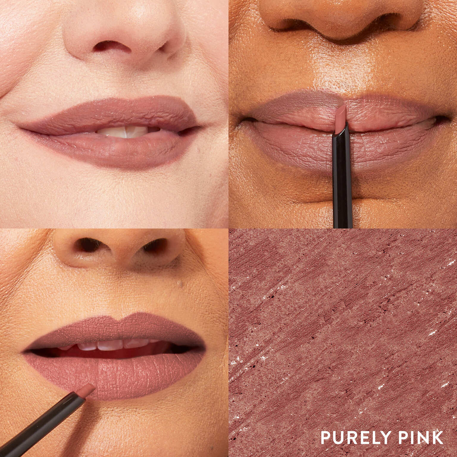 Modern Classic Waterproof Lip Liner Model Grid in purely pink