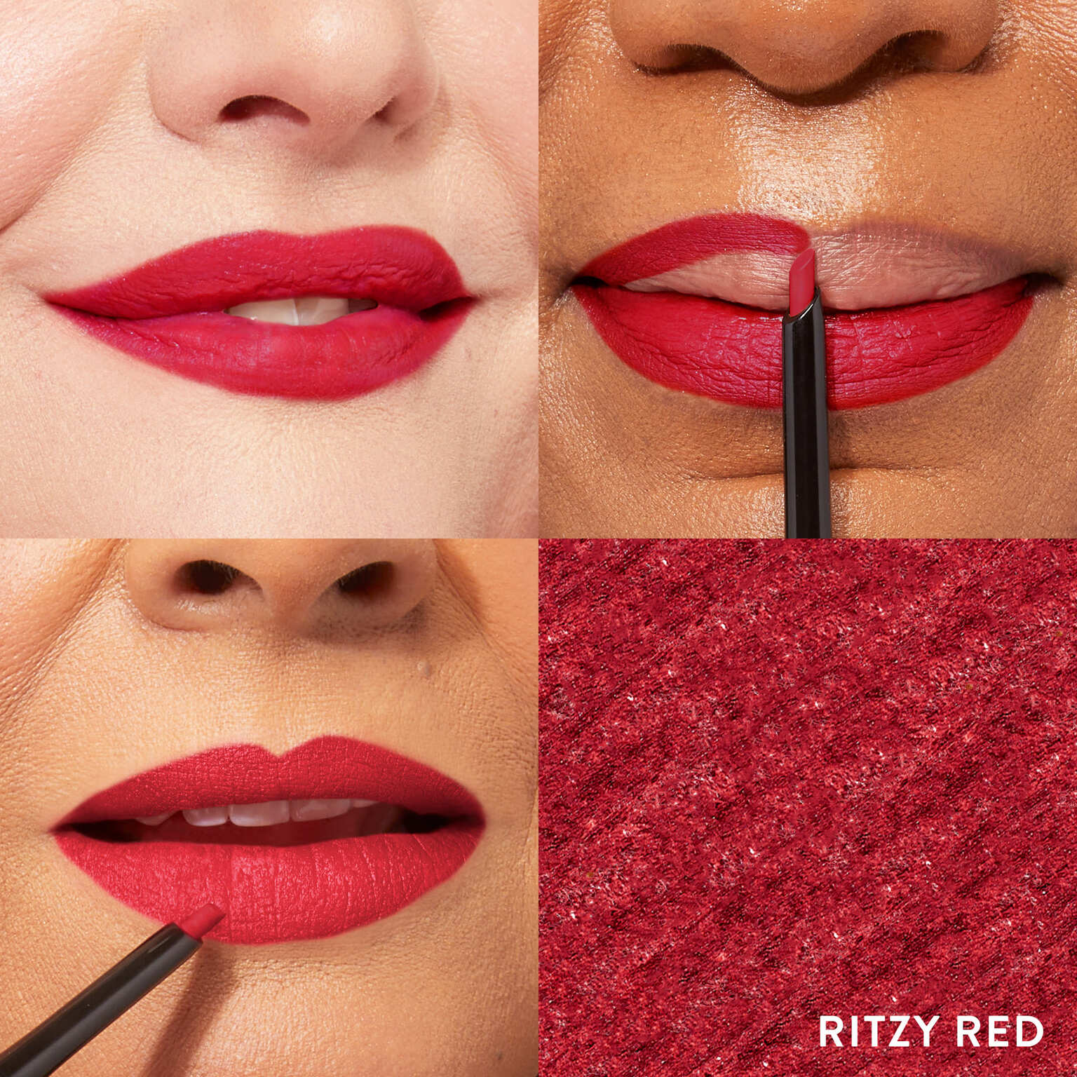 Modern Classic Waterproof Lip Liner Model Grid in ritzy red
