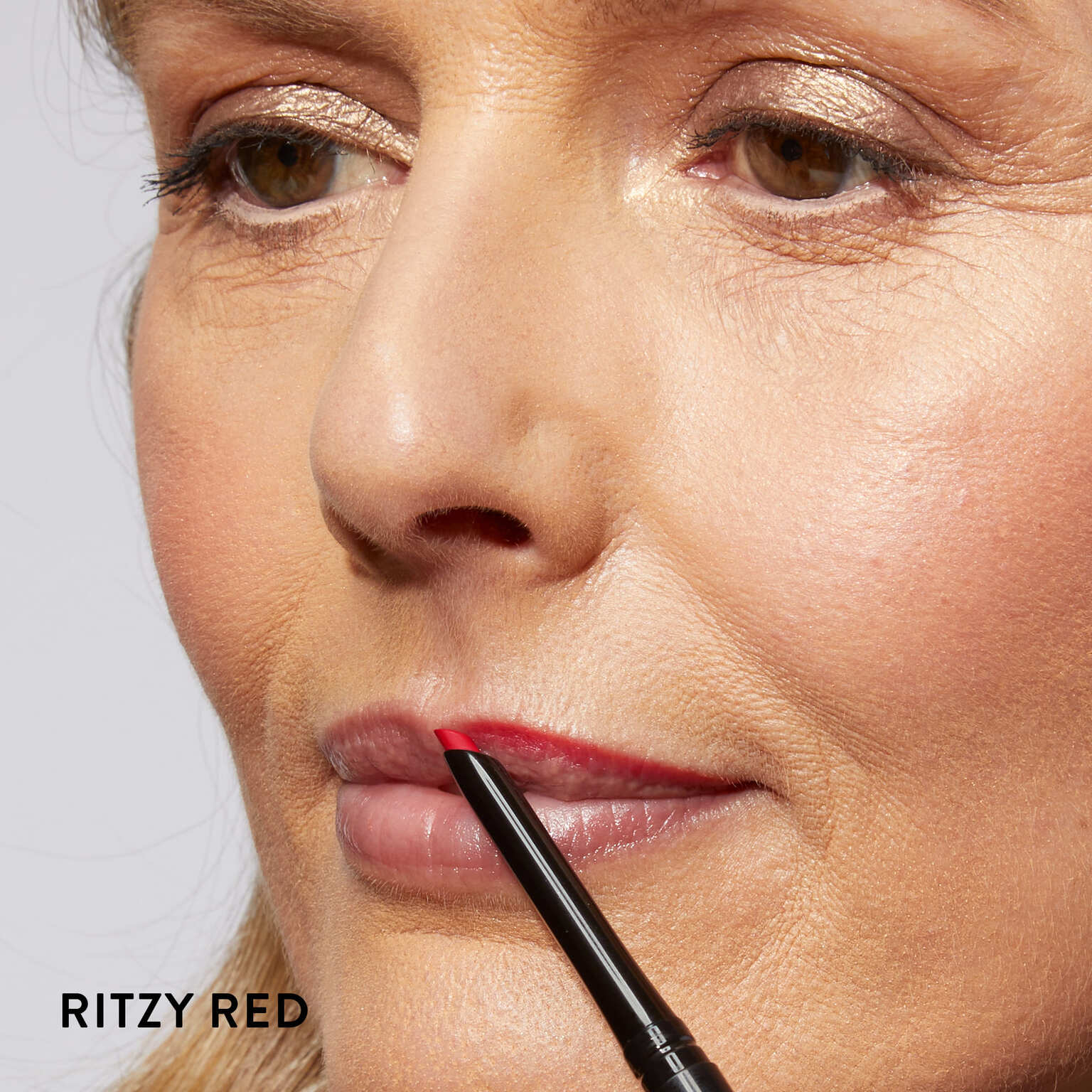 Modern Classic Waterproof Lip Liner Model Lifestyle in ritzy red