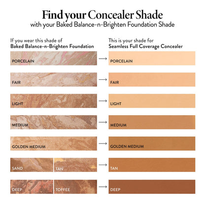 Seamless Finish Full Coverage Concealer shade finder with bnb