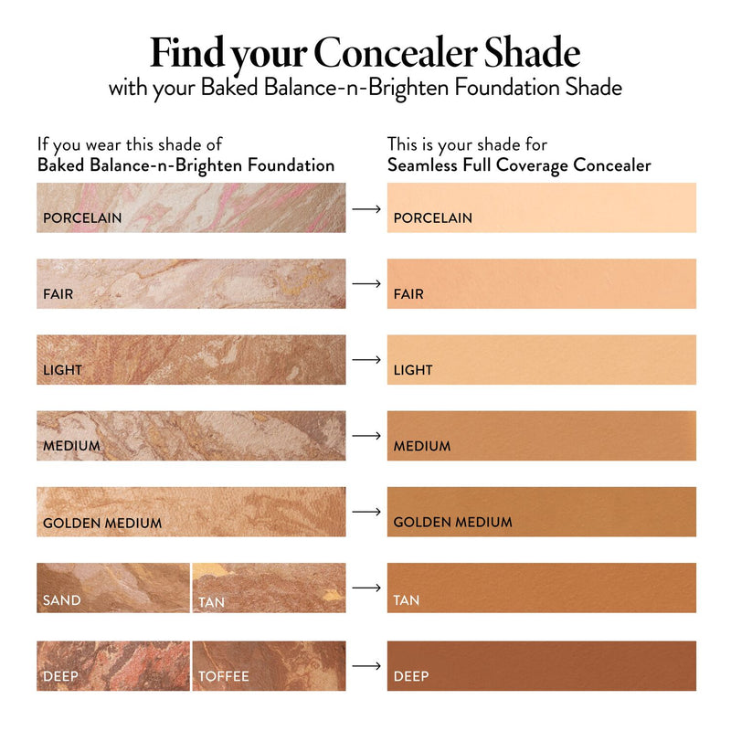 Seamless Finish Full Coverage Concealer shade finder with bnb
