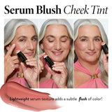 Serum Blush Cheek Tint Product benefits with model