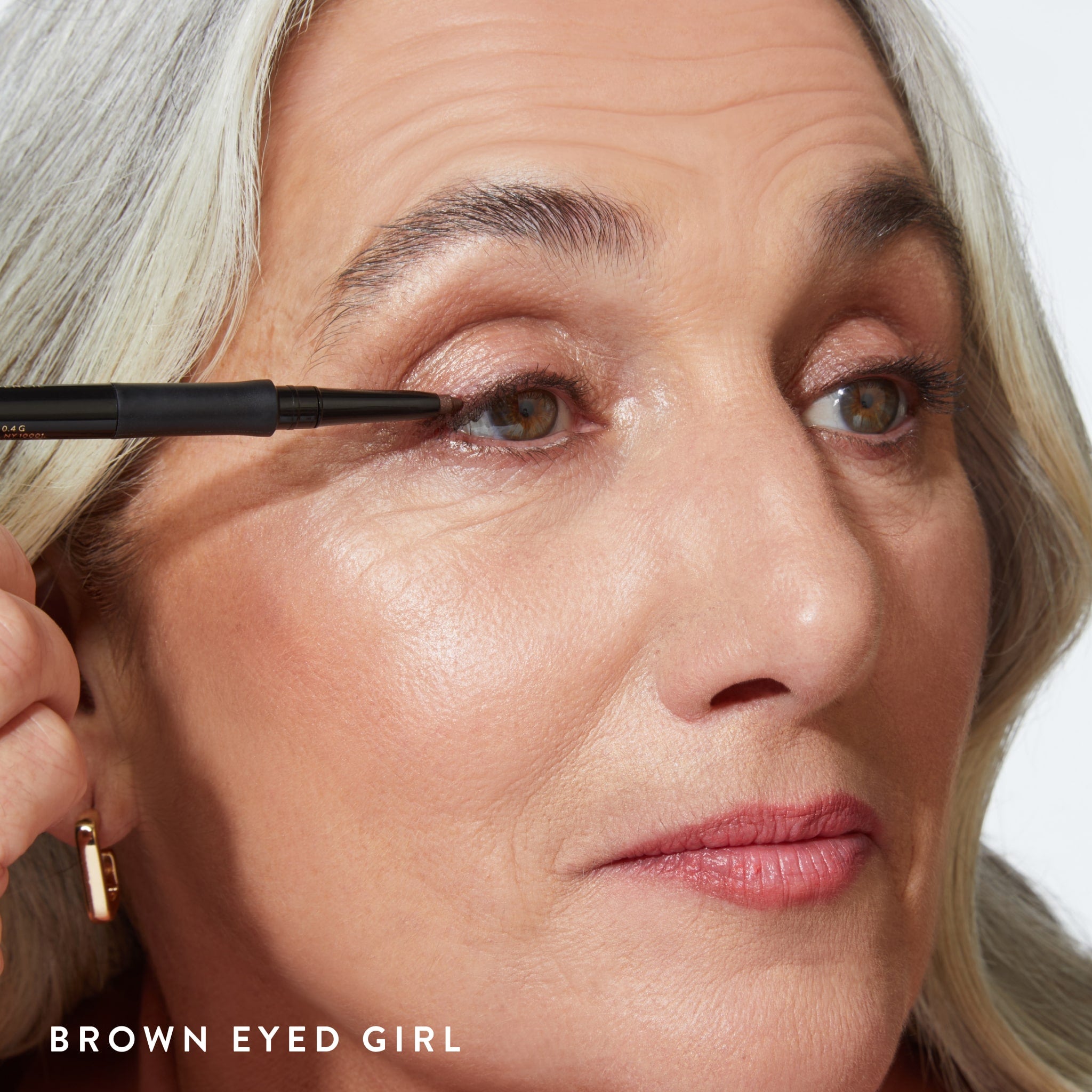 INKcredible Waterproof Gel Eyeliner Pencil lifestyle model wearing Brown Eyed Girl