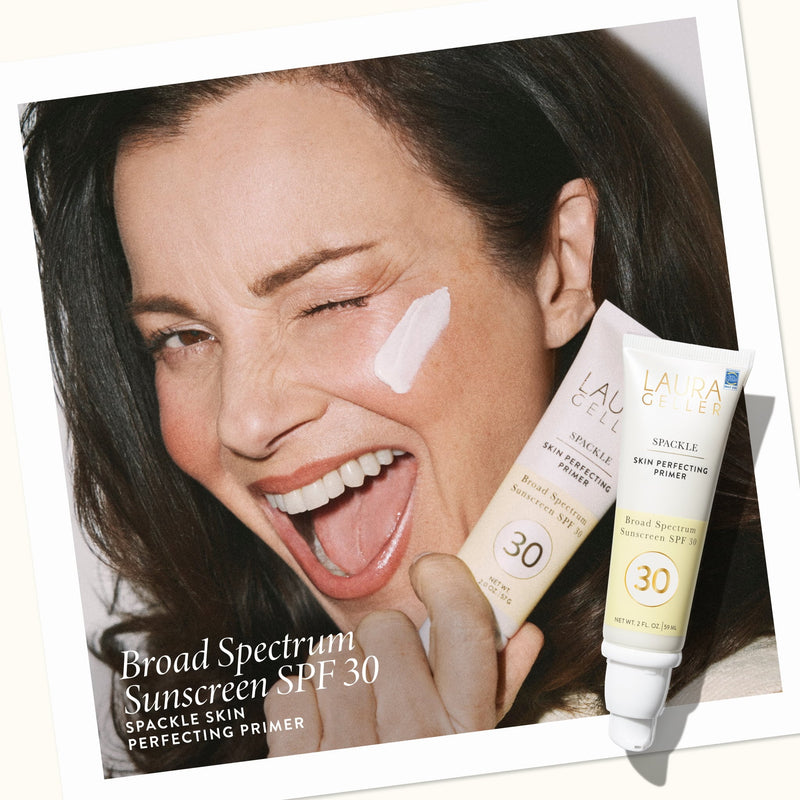 Fran wearing Spackle Skin Perfecting Primer Broad Spectrum Sunscreen SPF 30