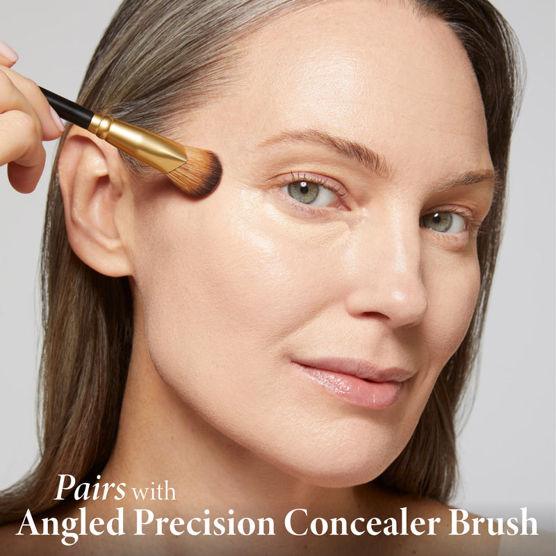 The Ideal Fix Concealer pairs well with the angled precision concealer brush 