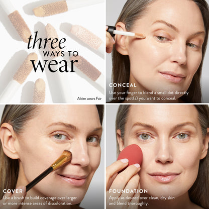 The Ideal Fix Concealer 3 ways to wear - conceal, cover, foundation