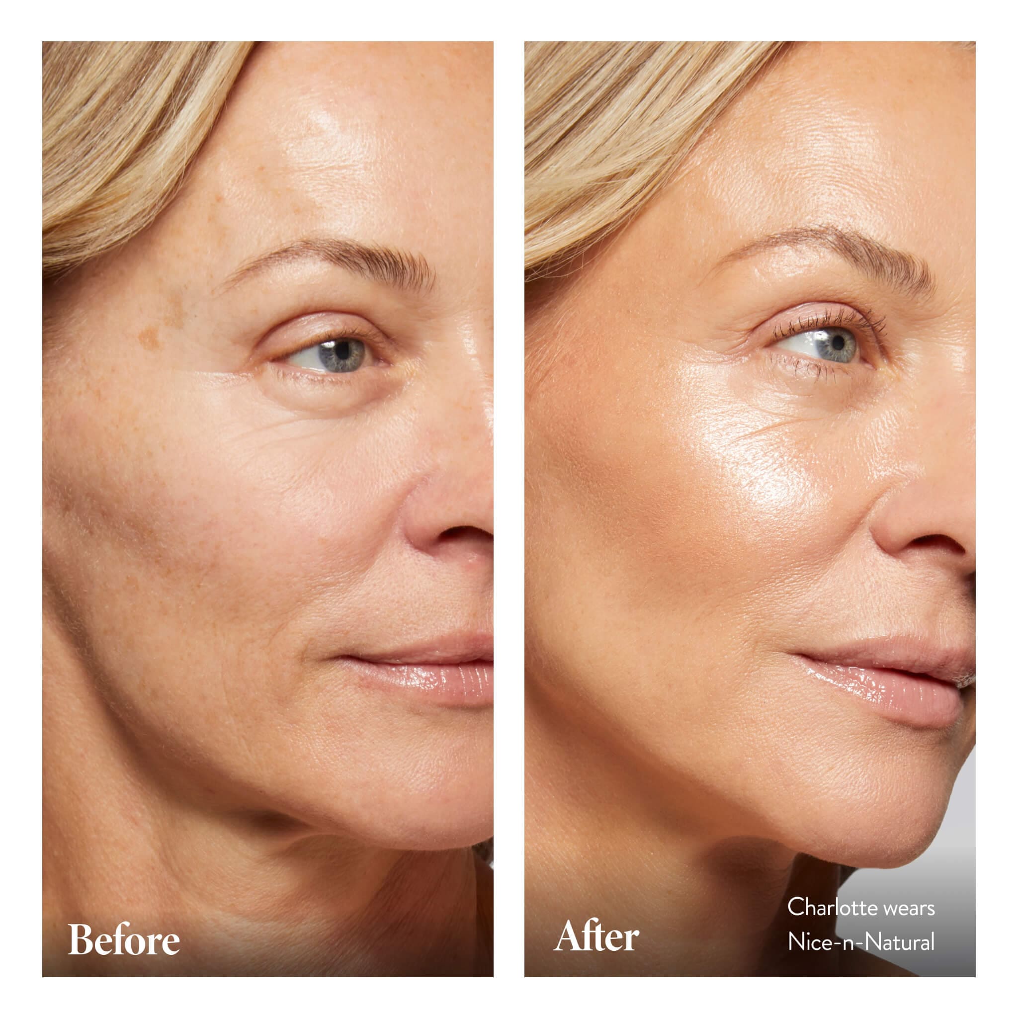 The Wonder Balm Hydrating Skin Tint Model B&A in llight