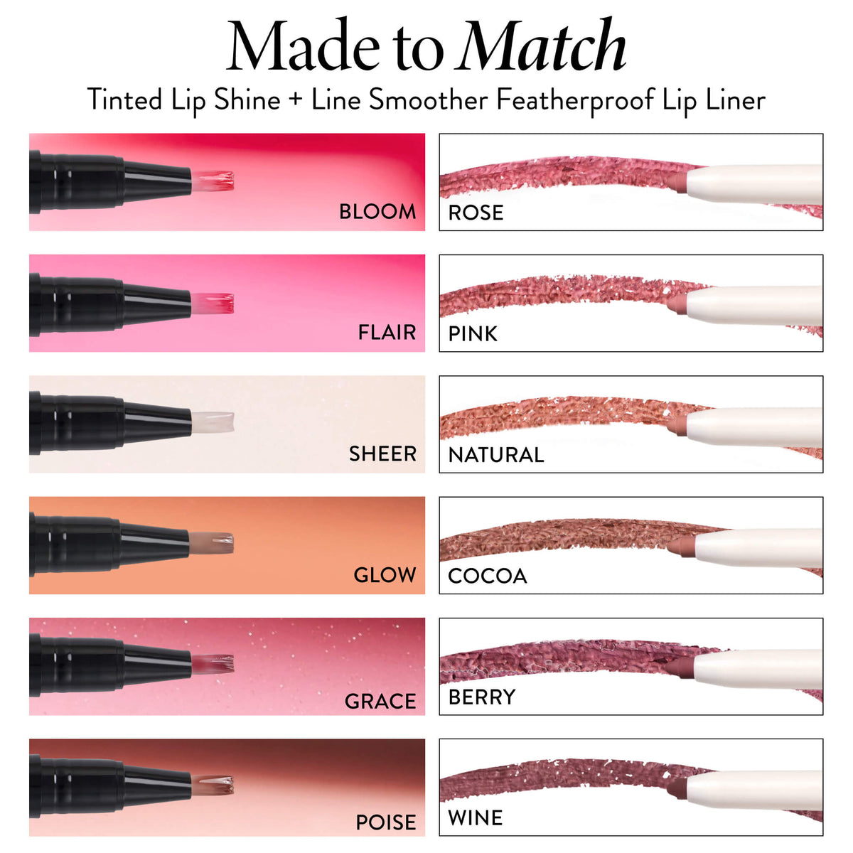 Tinted Lip Shine product pairing shade matches