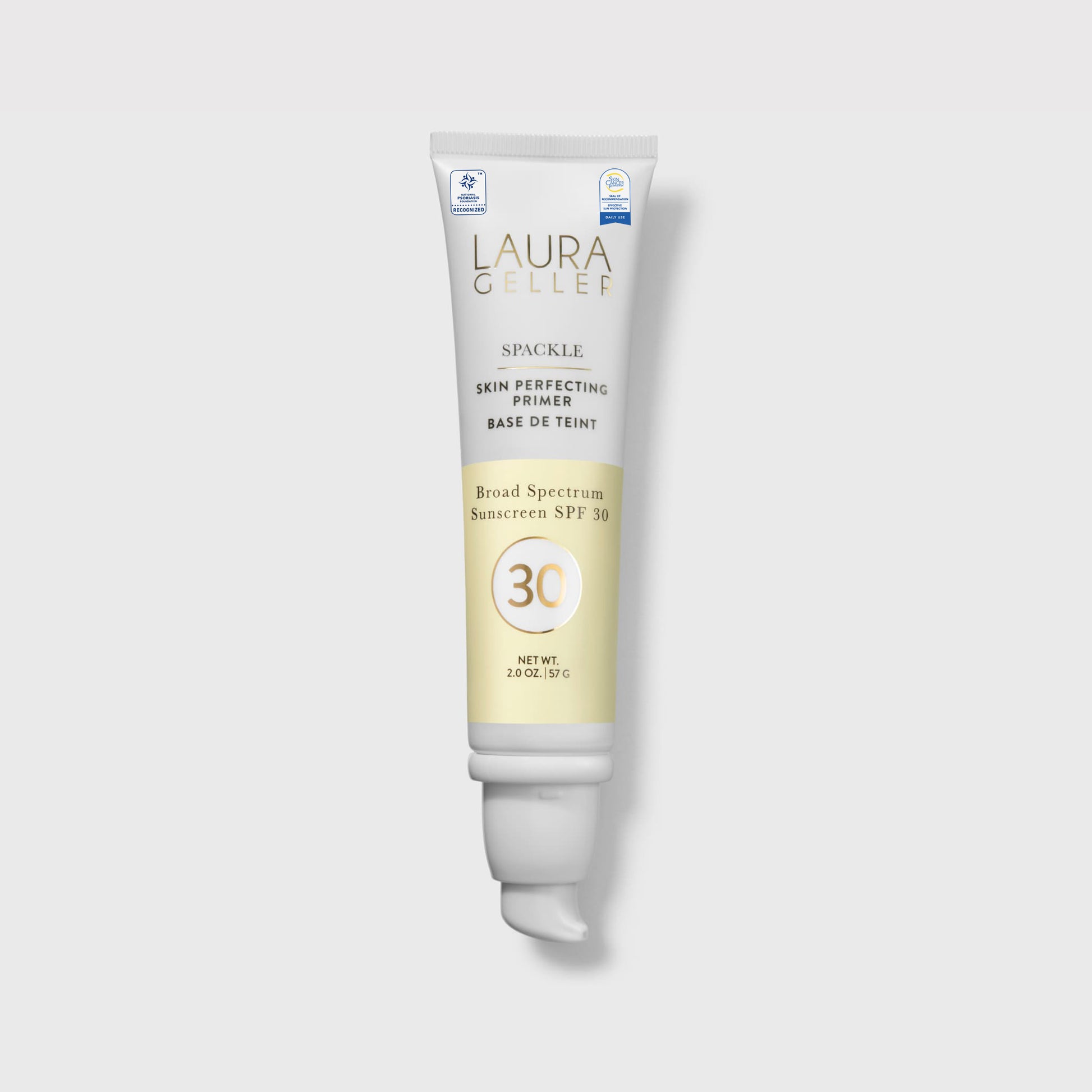 Spackle Skin Perfecting Primer Broad Spectrum Sunscreen SPF 30 soldier with badges
