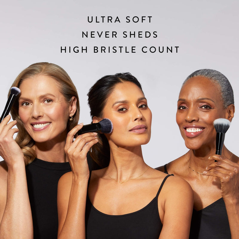 Full Face Powder Brush Model Group w/ product benefits