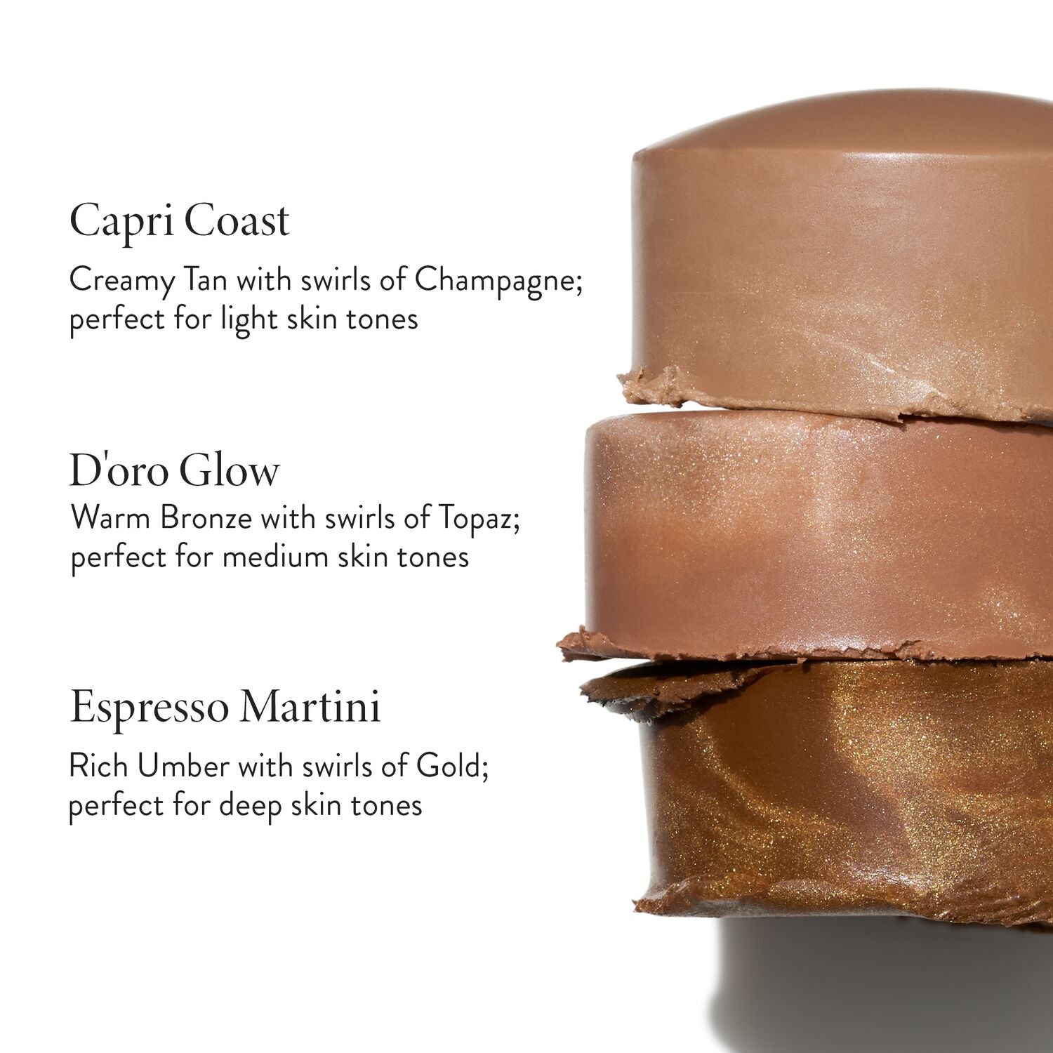 Italian Marble Bronzer Stick shades with description