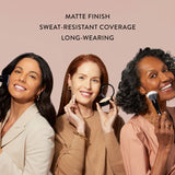 Double Take Baked Full Coverage Foundation has a matte finish, is sweat-resistant & long-wearing