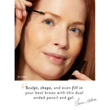 sculpt -n-stay waterproof brow pencil and gel benefit callout with model