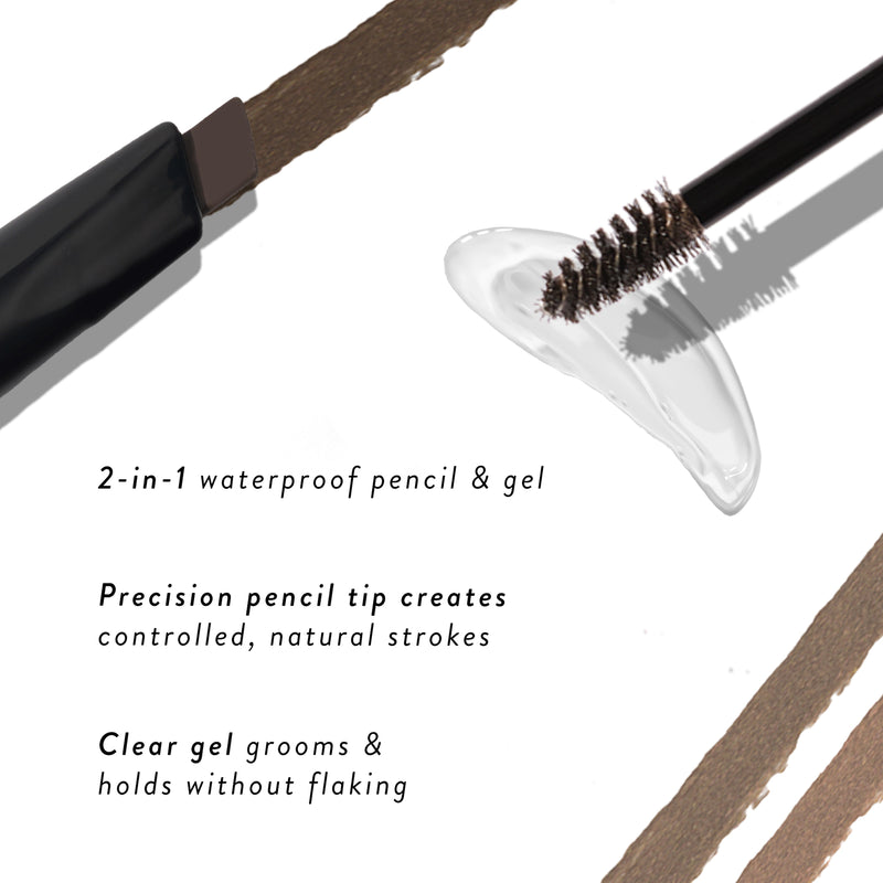 Sculpt-n-stay waterproof brow pencil & gel callout